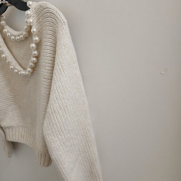 Zara Woman Pearl Collar Sweater Knit - Picture 2 of 7